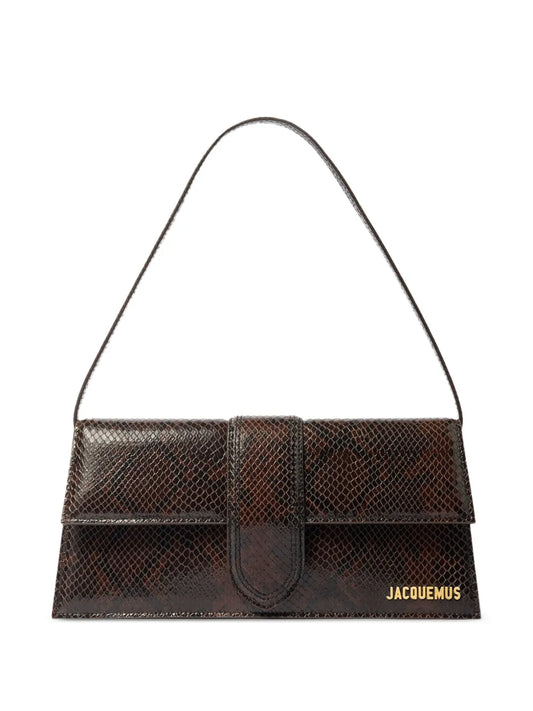 Jacquemus Le Chouchou Snakeskin Leather Flap Shoulder Bag — Same as shown — Size One Size — Front View