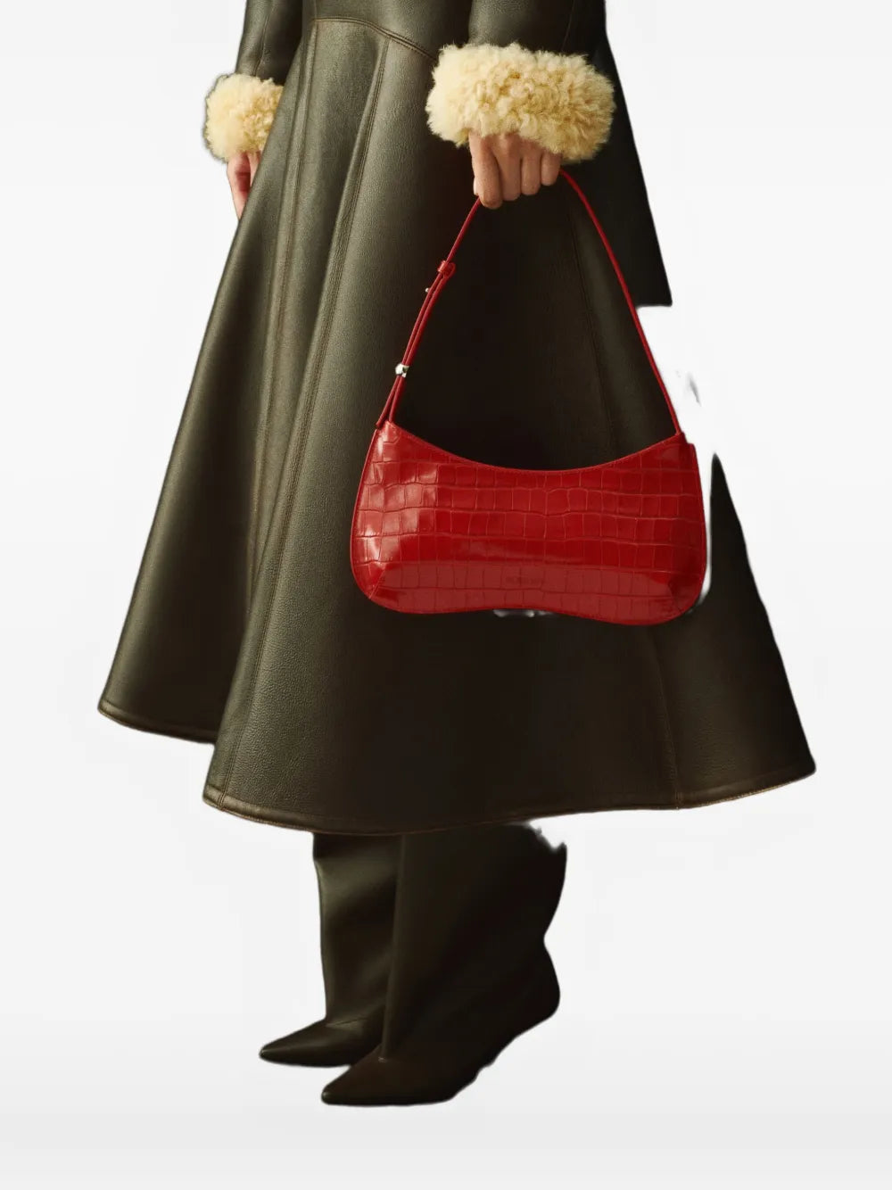Jacquemus Le Bisou Crocodile Embossed Zip Shoulder Bag — Same as shown — Size One Size — Side View