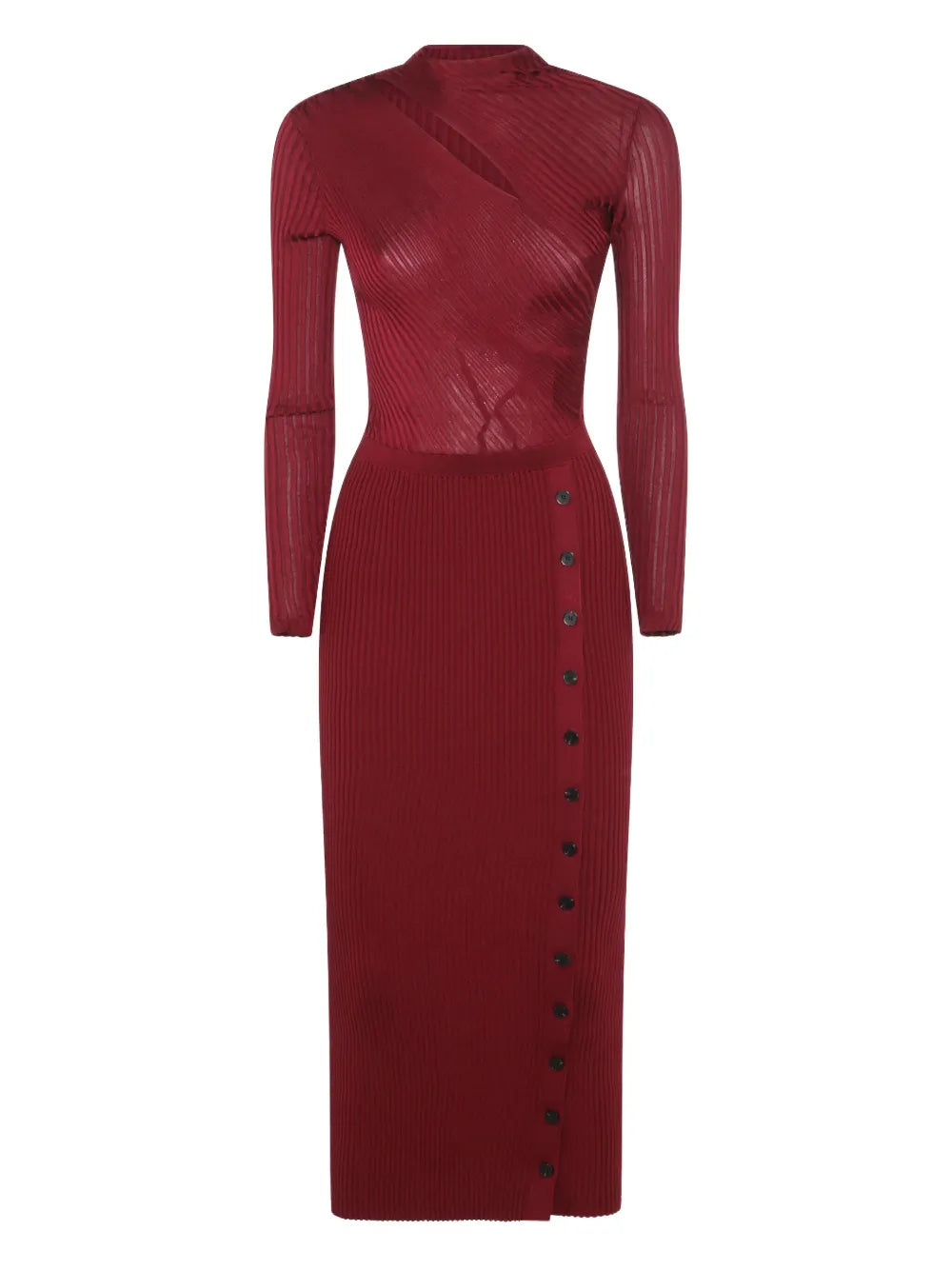 Self Portrait Ribbed Dress — Red — Size XS — Front View