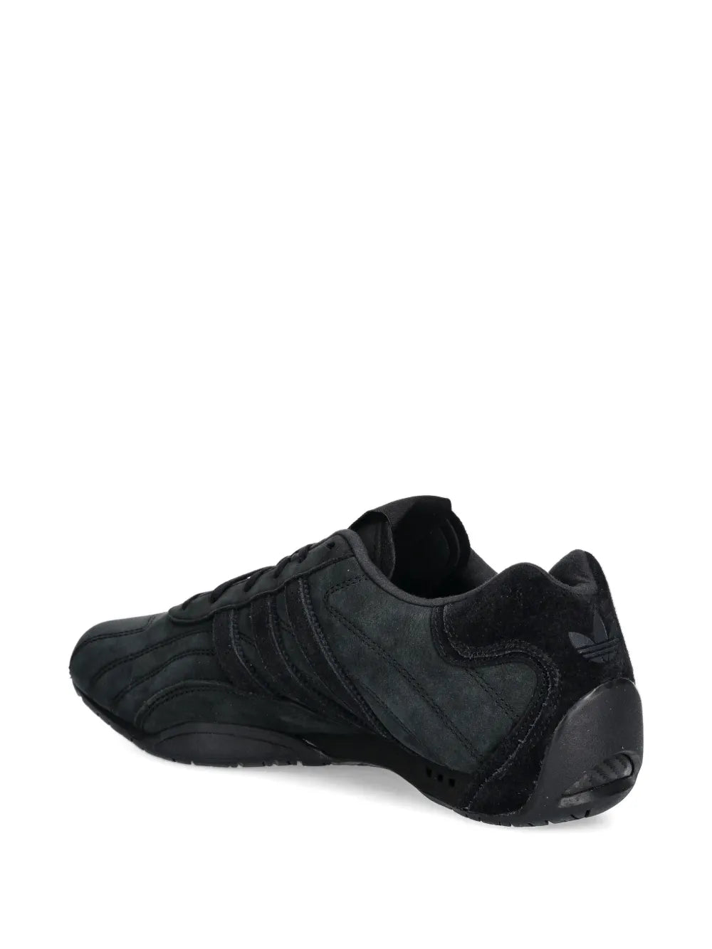 adidas Adiracer Lo Suede Three-Stripe Sneakers — Black — Size US M 4.5 - US W 6 — Top View