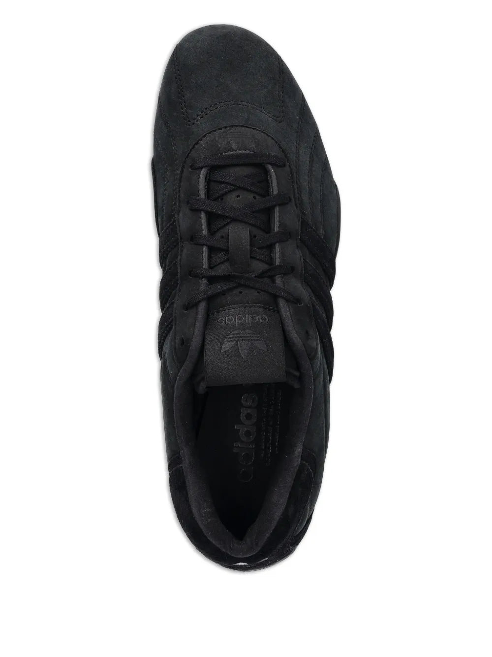 adidas Adiracer Lo Suede Three-Stripe Sneakers — Black — Size US M 4.5 - US W 6 — Back View