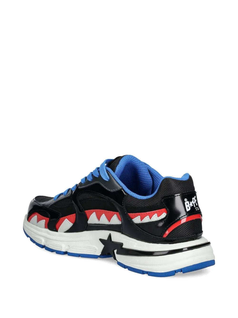 A Bathing Ape?Star Shark-Tooth Sneakers — Black — Size US M 3.5 - US W 5 — Detail View