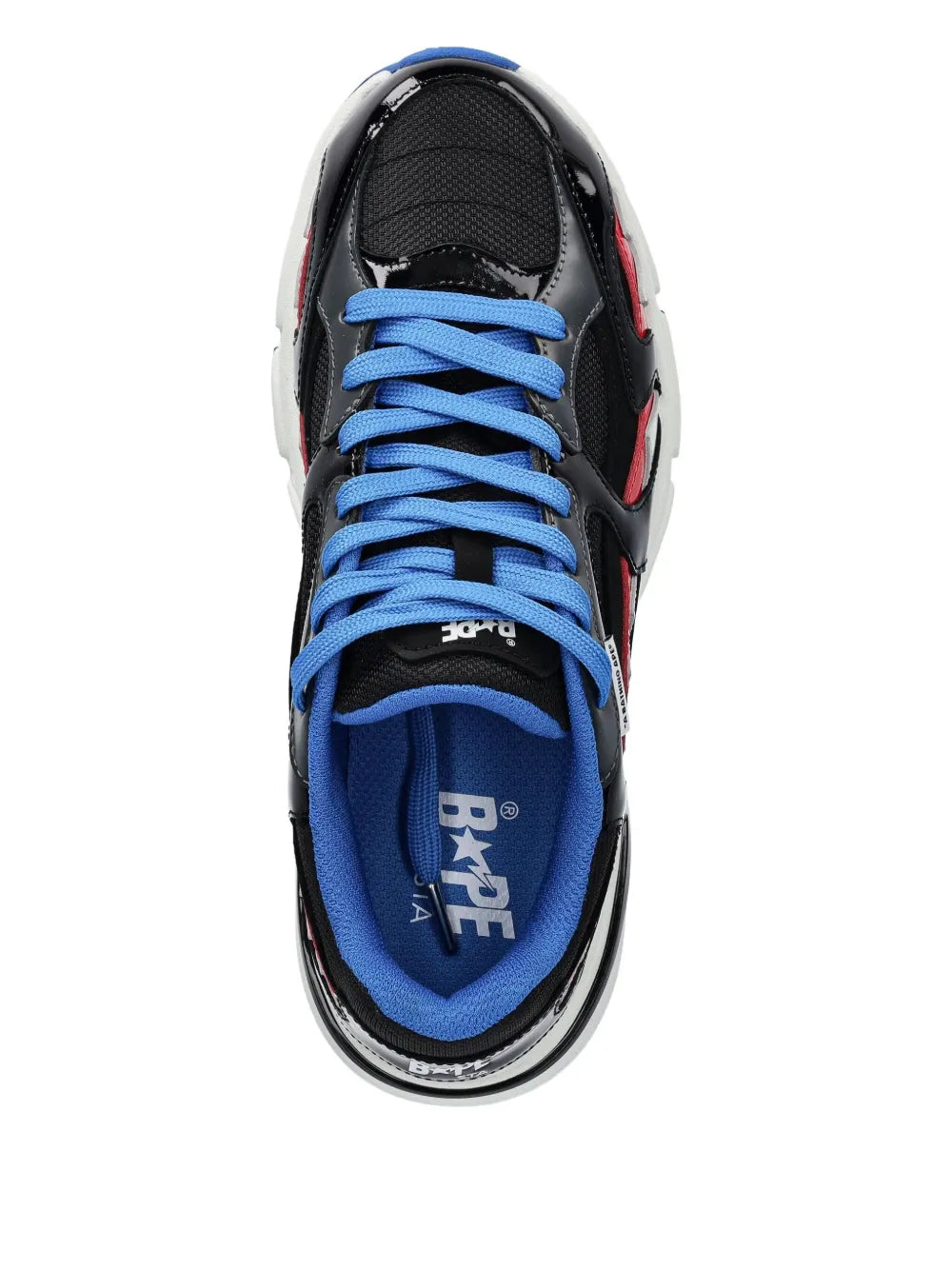 A Bathing Ape?Star Shark-Tooth Sneakers — Black — Size US M 3.5 - US W 5 — Back View
