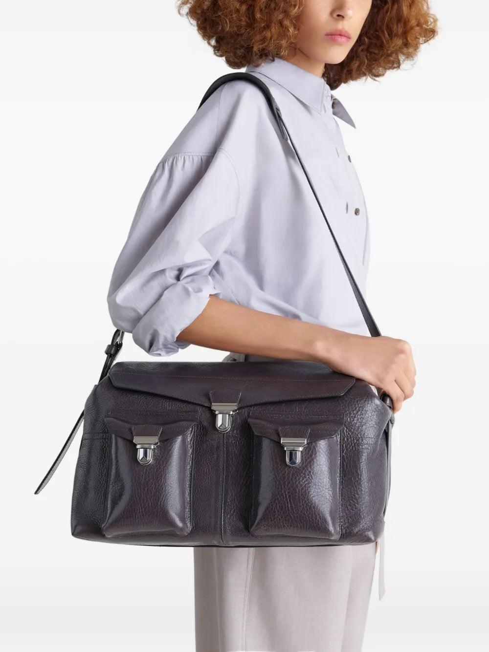 Lemaire Week End Gear Leather Shoulder Bag — Same as shown — Size One Size — Side View