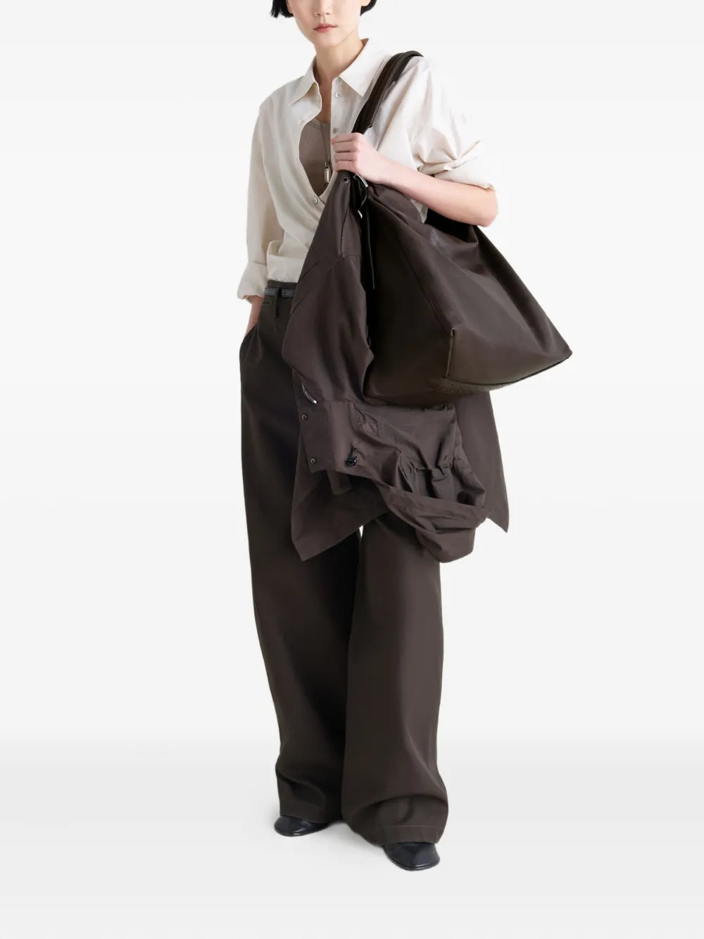 Lemaire Belted Hobo Leather Shoulder Bag — Same as shown — Size One Size — Side View