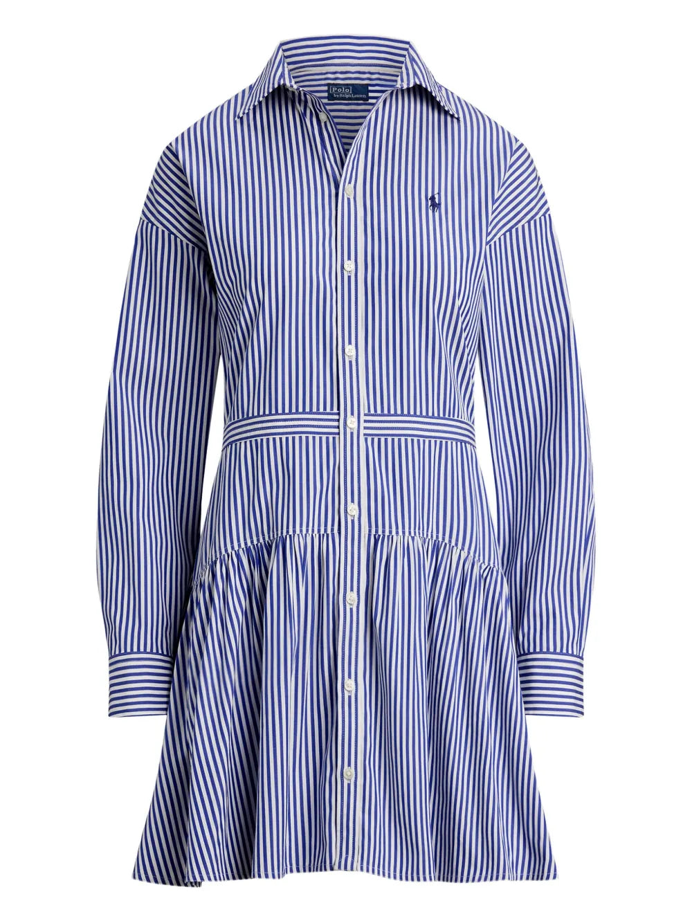 Polo Ralph Lauren Striped Button Up Shirt Dress — White/ Blue/ Red — Size XS — Front View