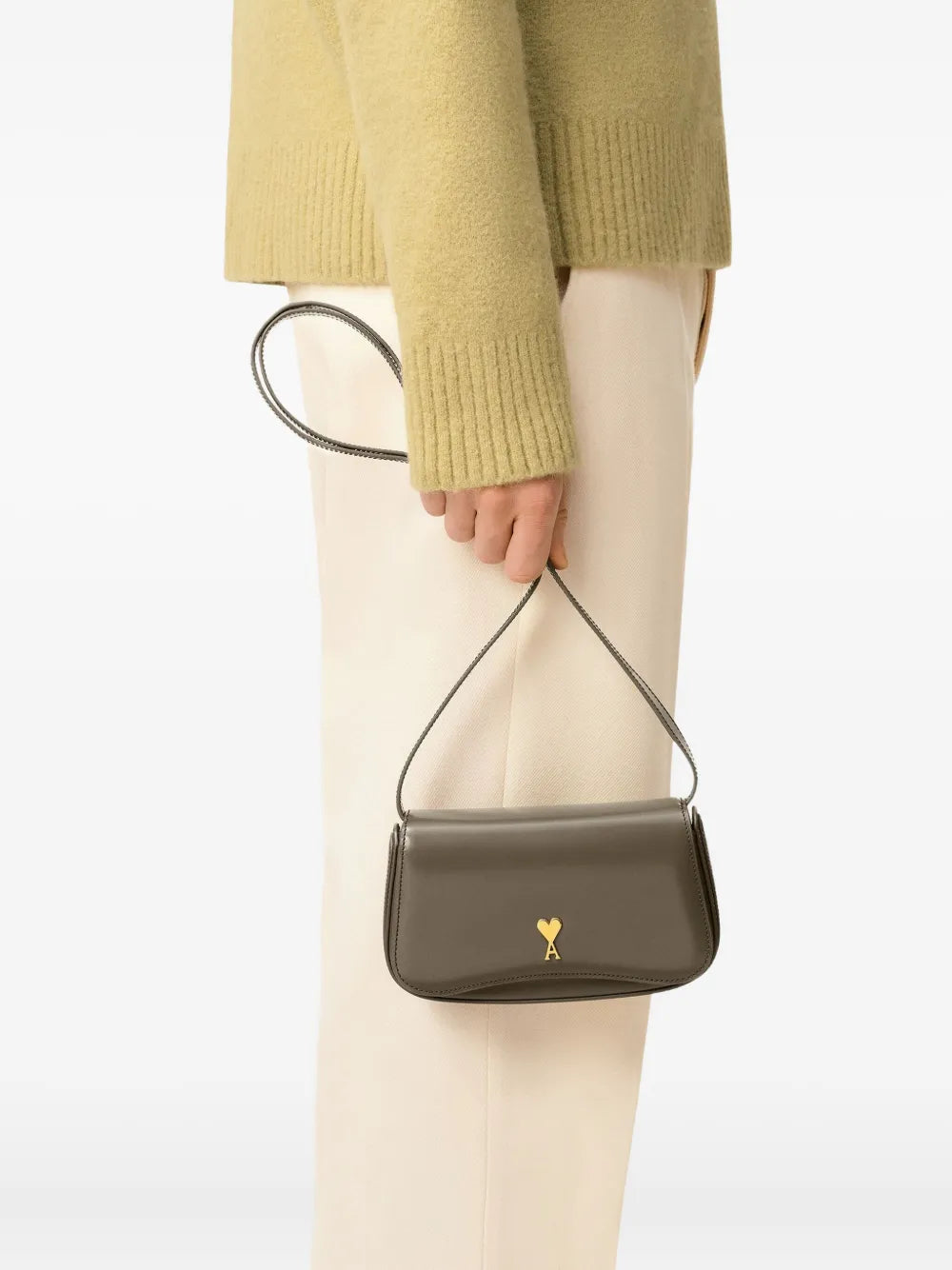 Ami Paris Small Paris Paris Leather Crossbody Bag — Same as shown — Size One Size — Back View