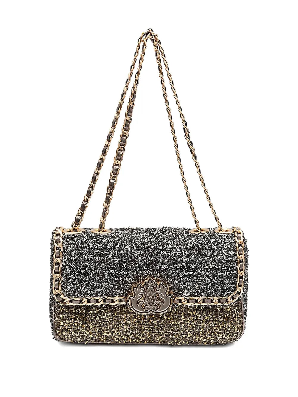 Isla Tweed Metallic Woven Shoulder Bag — Same as shown — Size One Size — Lifestyle View
