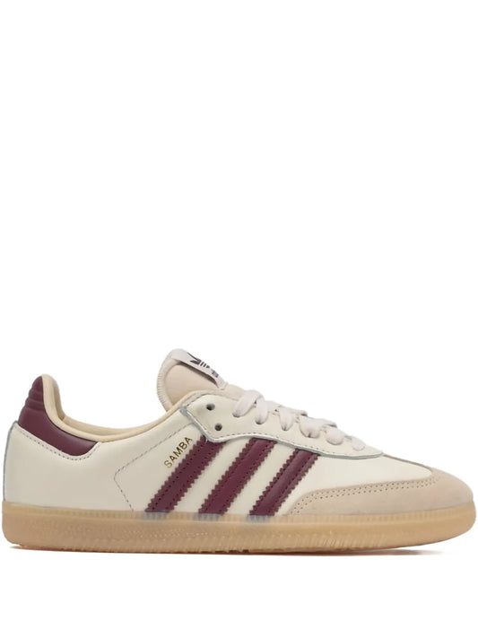 adidas Samba Og Wonder White/Shadow Red/Gum Sneakers — Light Beige — Size US M 8.5 - US W 10 — Front View