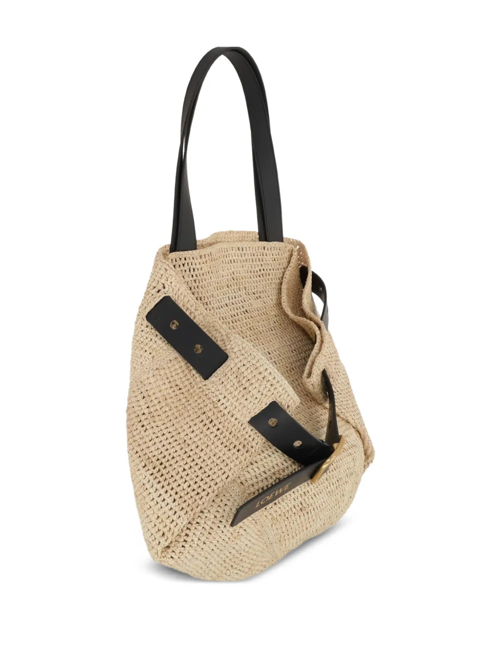 Loewe Medium Punch Hole Raffia Shoulder Bag — Same as shown — Size One Size — Back View