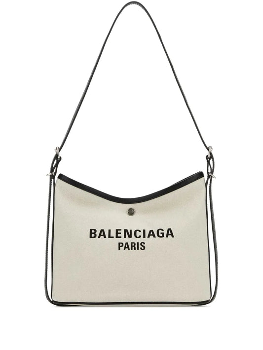 Balenciaga Biarri Logo Plaque Canvas Shoulder Bag — Same as shown — Size One Size — Front View