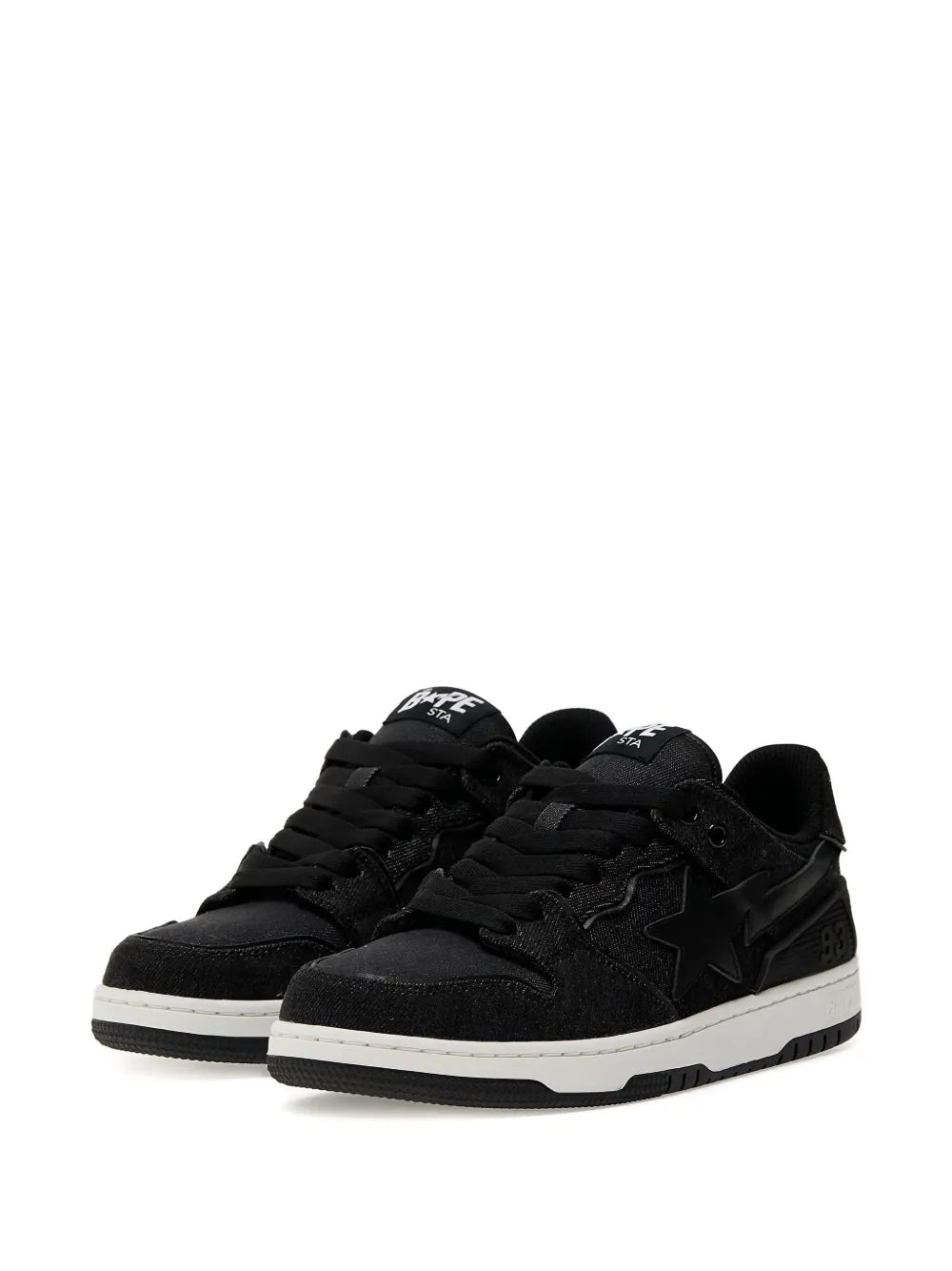A Bathing Ape?Star-Embellished Denim Trainers — Black — Size US M 3.5 - US W 5 — Side View