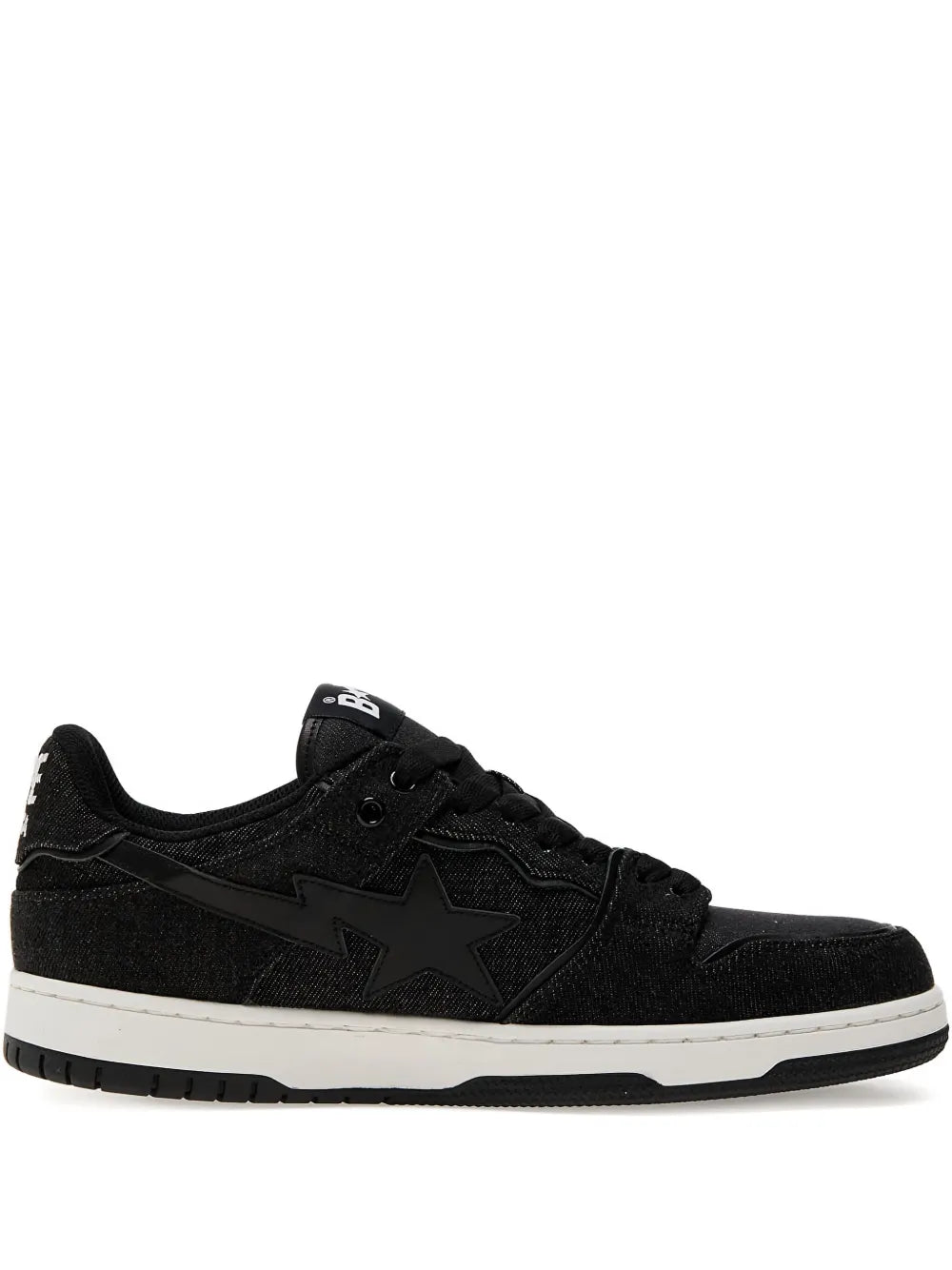 A Bathing Ape?Star-Embellished Denim Trainers — Black — Size US M 3.5 - US W 5 — Front View