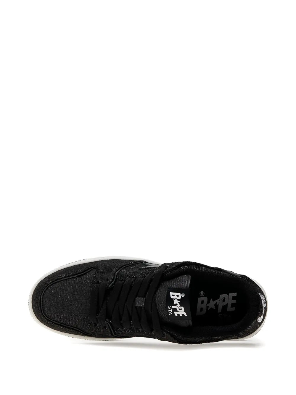 A Bathing Ape?Star-Embellished Denim Trainers — Black — Size US M 3.5 - US W 5 — Top View