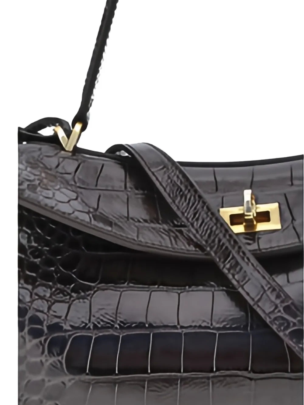 Balenciaga Medium Crocodile Effect Shoulder Bag — Same as shown — Size One Size — Detail View