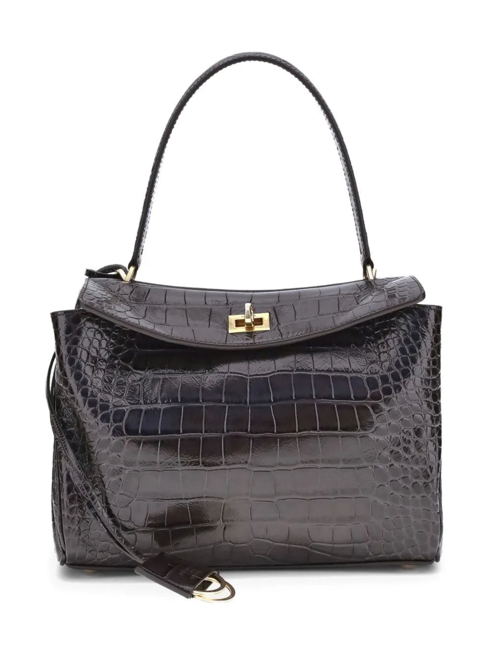 Balenciaga Medium Crocodile Effect Shoulder Bag — Same as shown — Size One Size — Front View