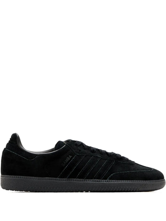adidas Samba Suede-Leather Sneakers — Black — Size US M 7 - US W 8.5 — Front View