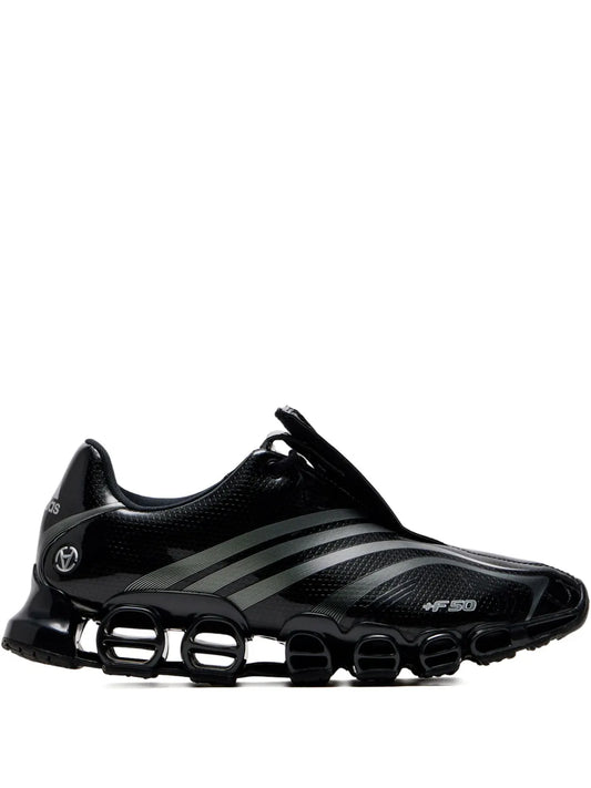 adidas Megaride F50 Stripes-Detail Sneakers — Black — Size US M 10 - US W 11.5 — Front View