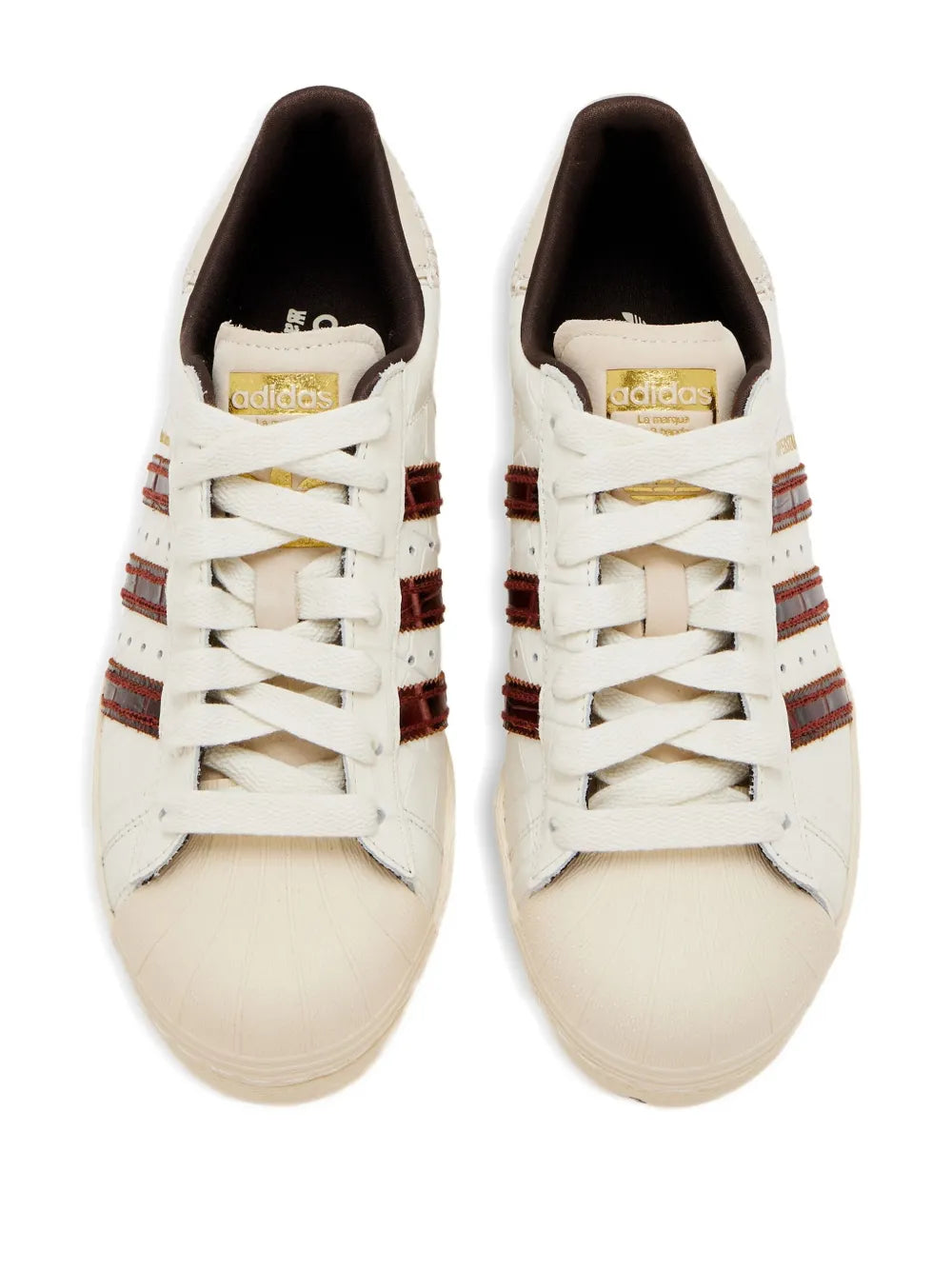 adidas Superstar Sneakers — Beige/White/Brown — Size US M 9.5 - US W 11 — Side View