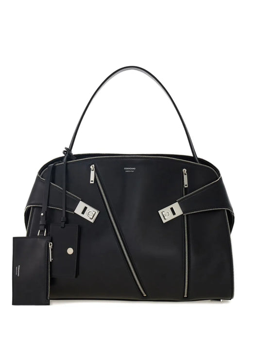 Ferragamo Large Hug Zip Detail Shoulder Bag — Same as shown — Size One Size — Front View