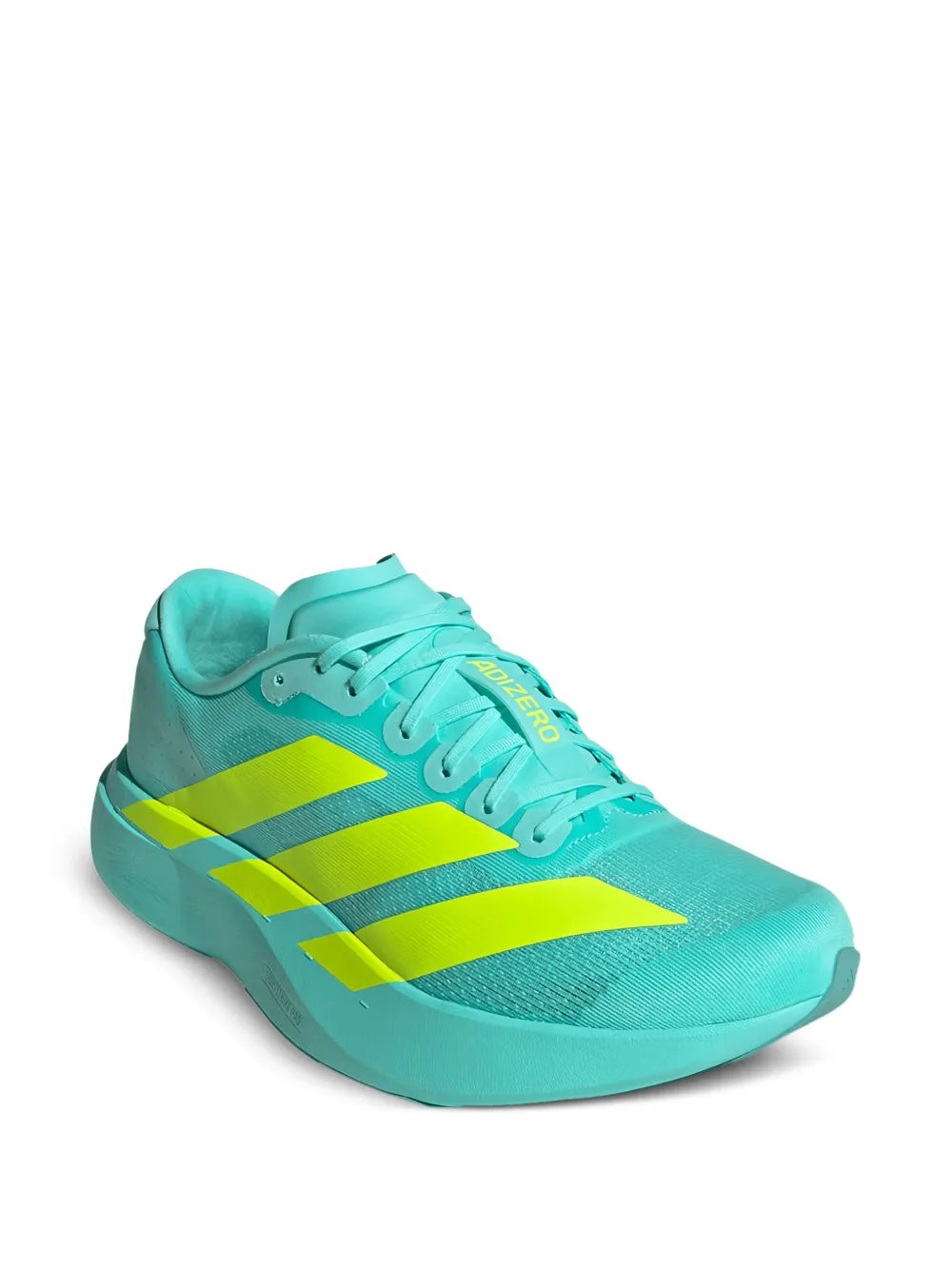 adidas Adizero Evo Flash Aqua / Lucid Lemon Sneakers — Light Blue — Size US M 3.5 - US W 5 — Side View