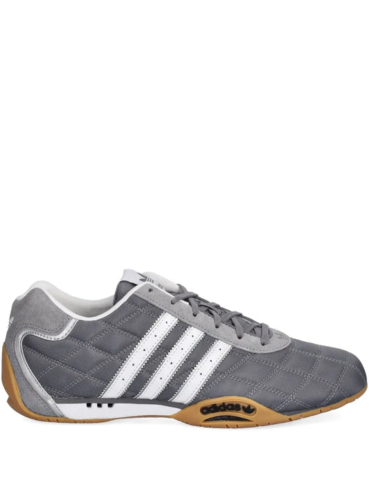 adidas Adiracer Lo Quilted 3-Stripe Sneakers — Grey — Size US M 4.5 - US W 6 — Front View