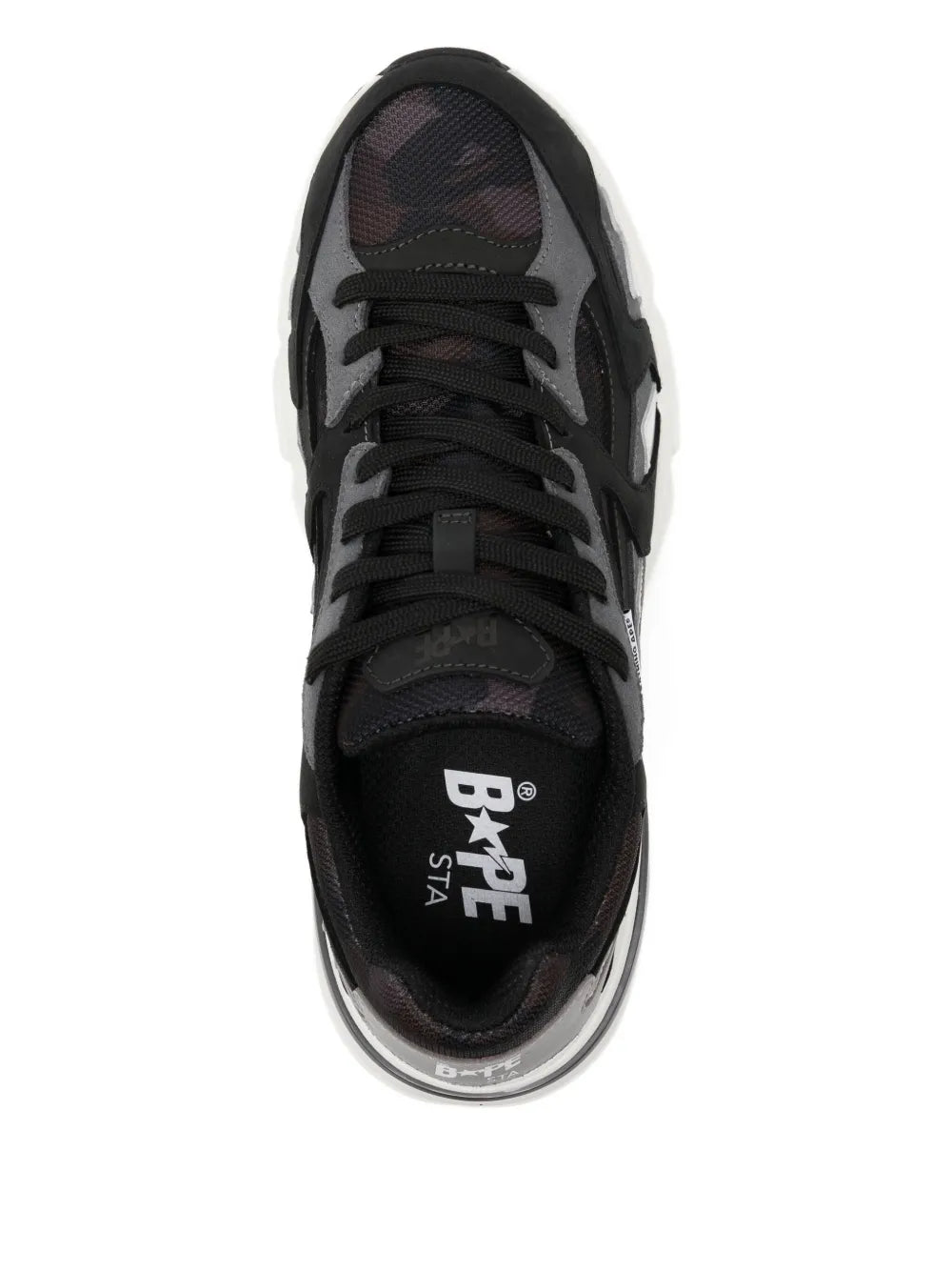 A Bathing Ape?Star-Embellished Trainers — Black — Size US M 3.5 - US W 5 — Top View