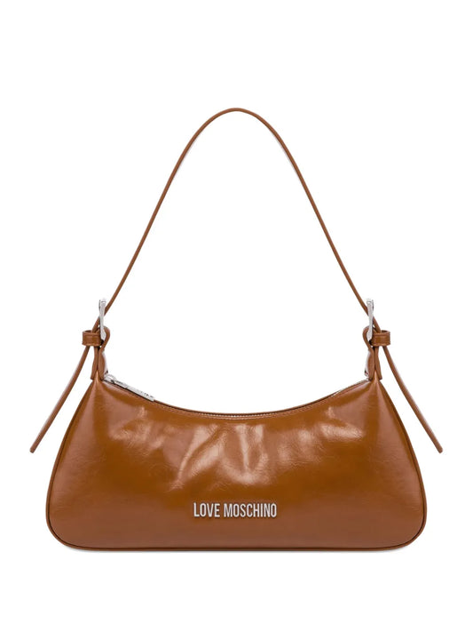 Love Moschino Curved Leather Shoulder Bag — Same as shown — Size One Size — Front View