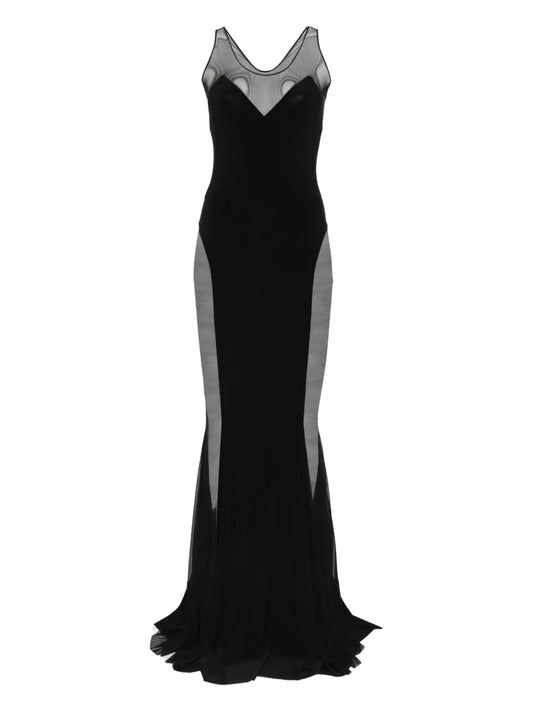 Norma Kamali Panelled Maxi Dress — Black — Size XS — Front View