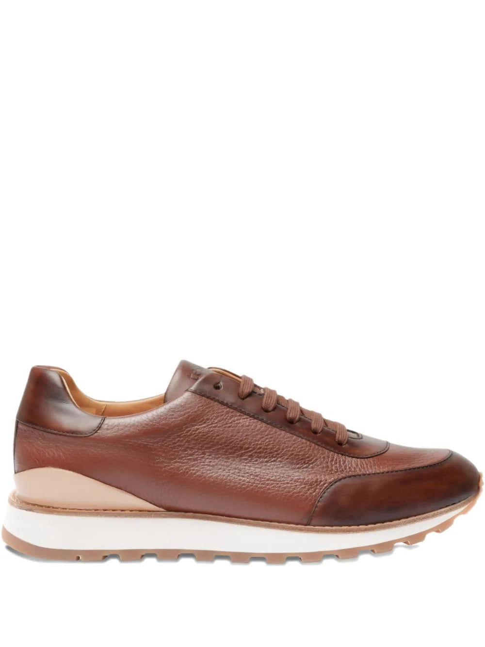 A.Testoni Leather Panelled Sneakers — Brown — Size US M 11 - US W 12.5 — Front View