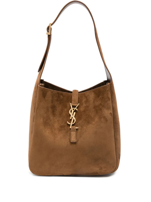 Saint Laurent Small Le 5 A 7 Supple Logo Plaque Suede Shoulder Bag — Same as shown — Size One Size — Front View