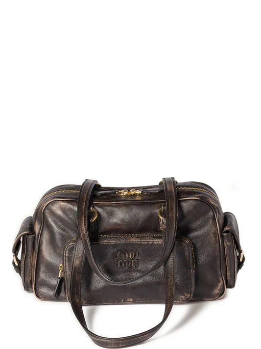 Miu Miu Pocket Logo Embossed Tote Bag — Same as shown — Size One Size — Front View