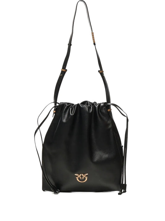 Pinko Drawstring Leather Shoulder Bag — Same as shown — Size One Size — Front View