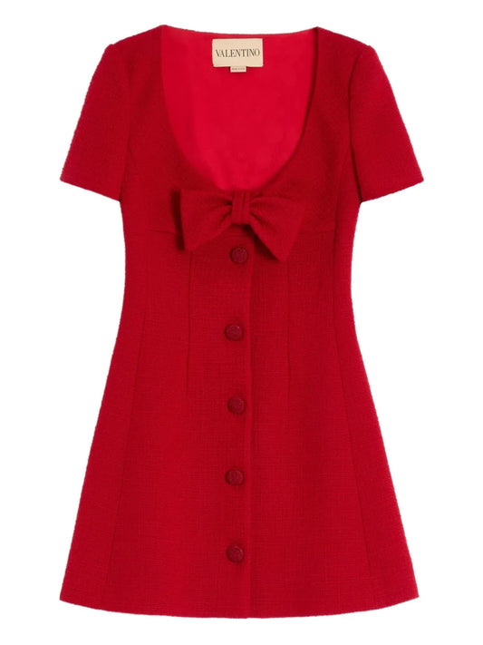 Valentino Garavani Short Dress In Plain Wool Tweed — Same as shown — Size XS — Front View
