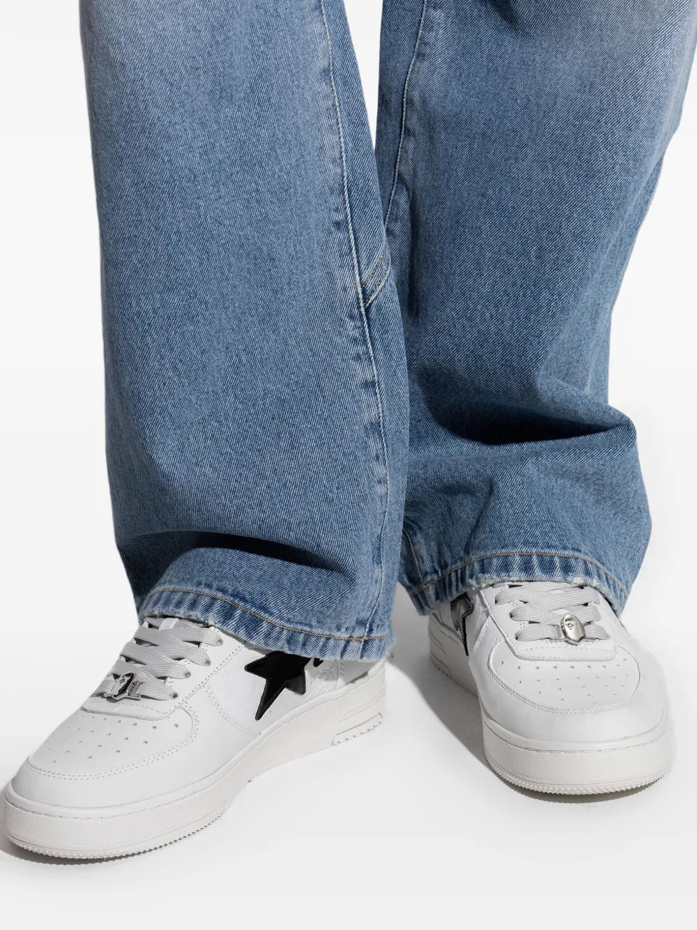 A Bathing Ape?Star-Patch Sneakers — White — Size US M 4.5 - US W 6 — Top View