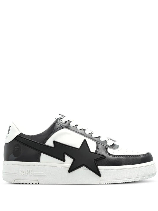 A Bathing Ape?Bape Sta Star-Patch Sneakers — Black / White — Size US M 11 - US W 12.5 — Front View