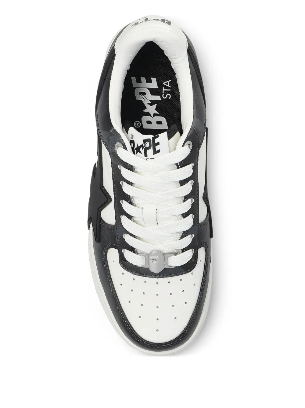 A Bathing Ape?Bape Sta Star-Patch Sneakers — Black / White — Size US M 11 - US W 12.5 — Back View