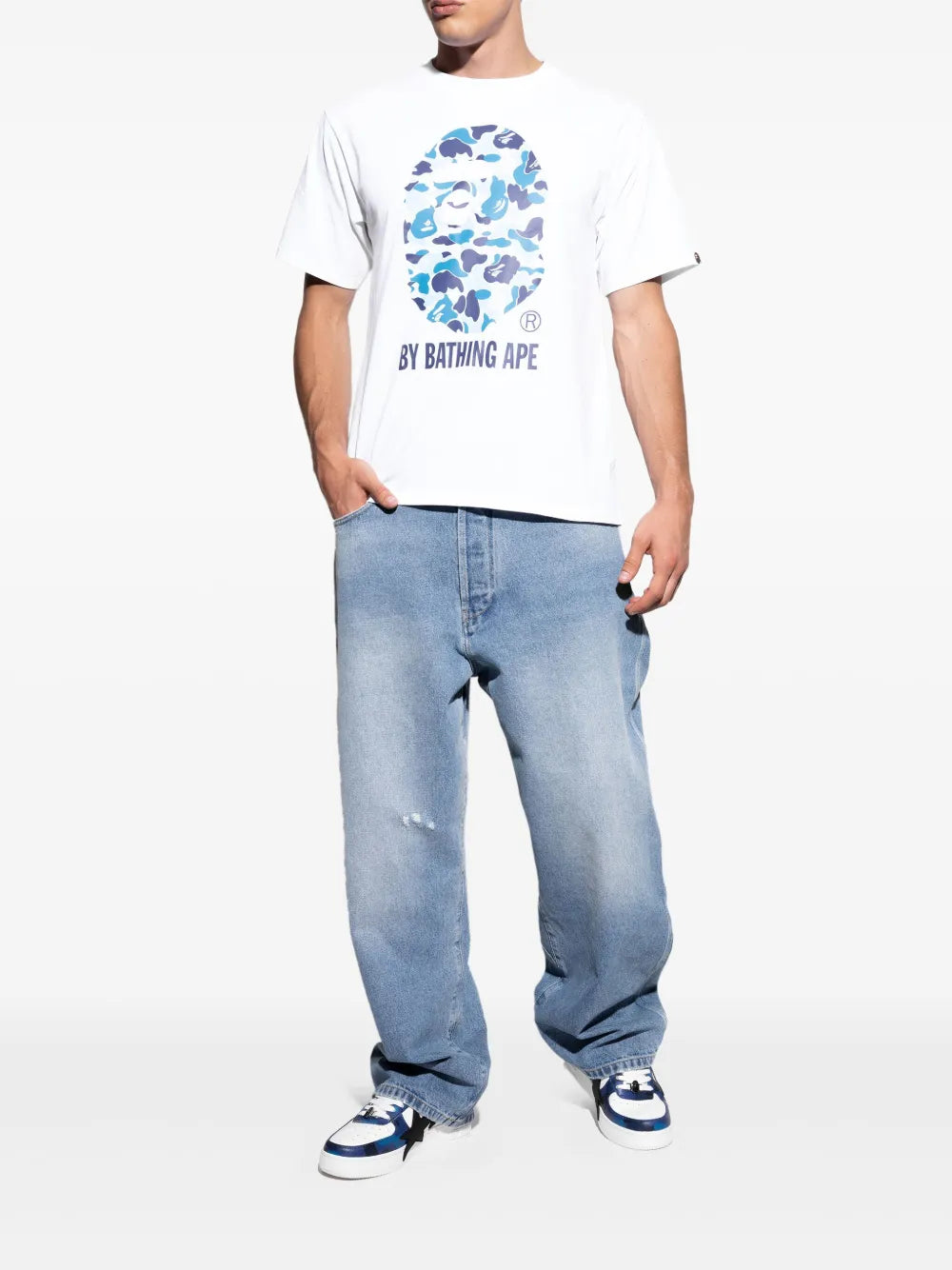 A Bathing Ape?Star-Patch Sneakers — Blue — Size US M 3.5 - US W 5 — Detail View