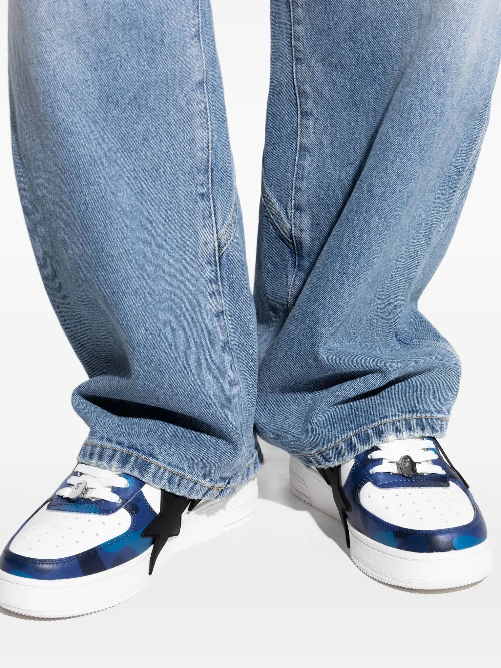 A Bathing Ape?Star-Patch Sneakers — Blue — Size US M 3.5 - US W 5 — Top View