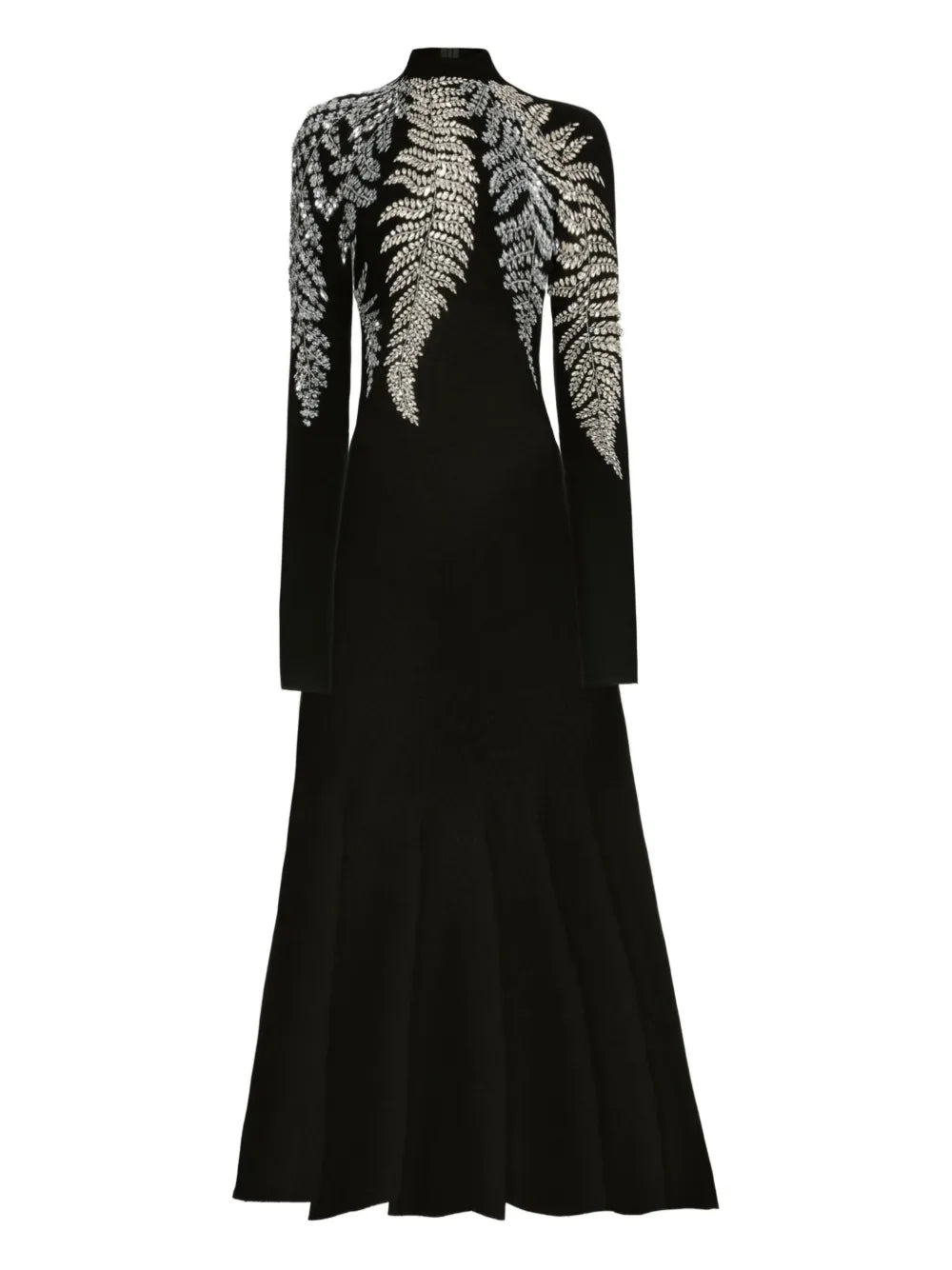 Oscar De La Renta Fern Embellished Midi Dress — Black/ Red — Size XS — Front View