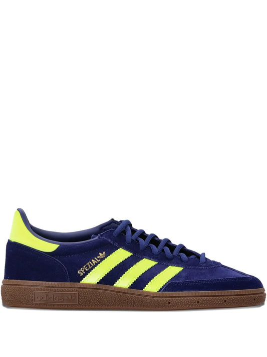 adidas Handball Spezial Three-Stripe Suede Sneakers — Blue — Size US M 9 - US W 10.5 — Front View