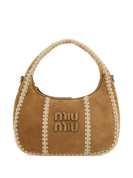 Miu Miu Wander Suede Braided Shoulder Bag — Same as shown — Size One Size — Front View
