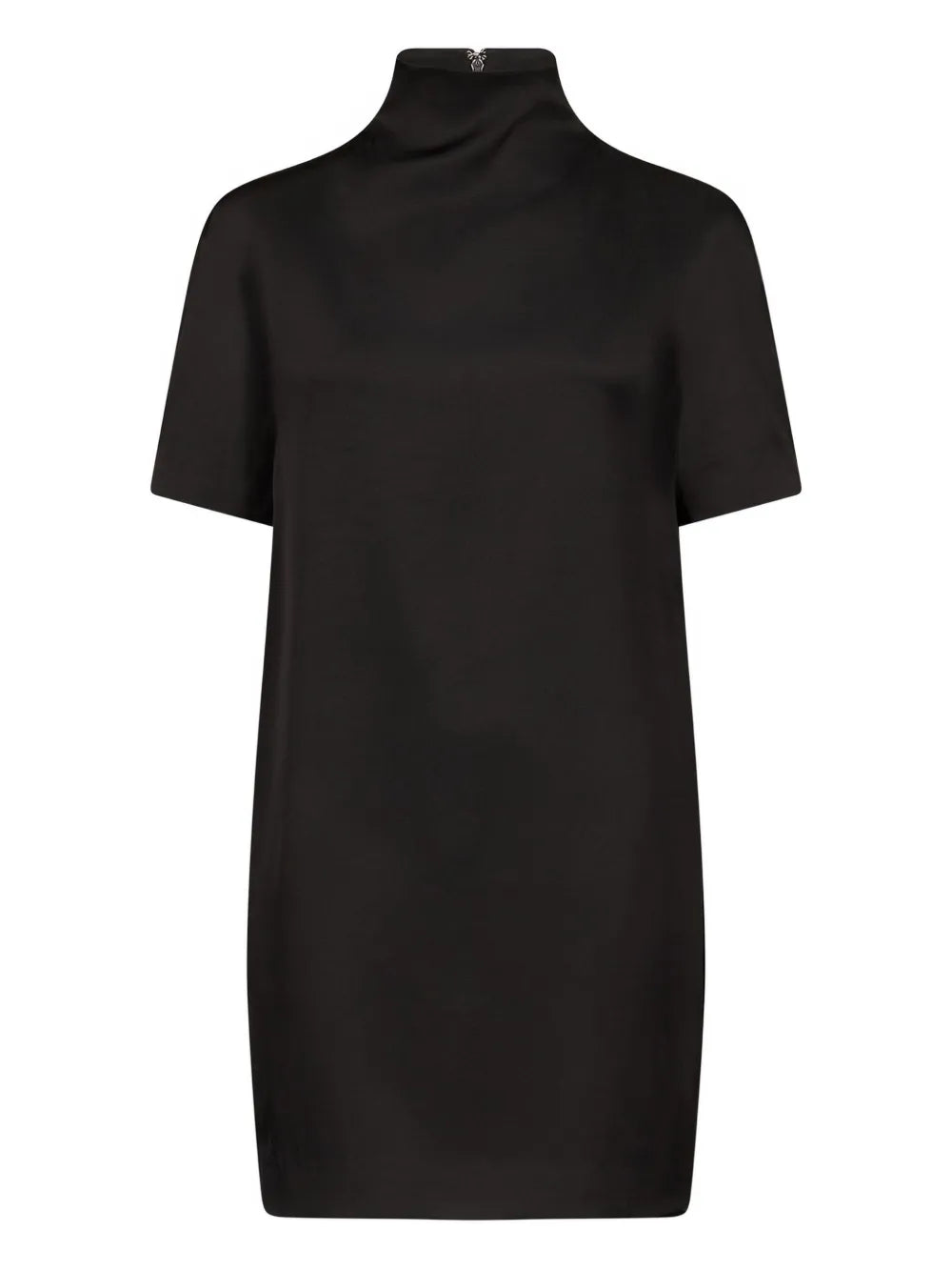 Loulou De Saison Elton Mock Neck Short Sleeve Dress — Black — Size XS — Front View