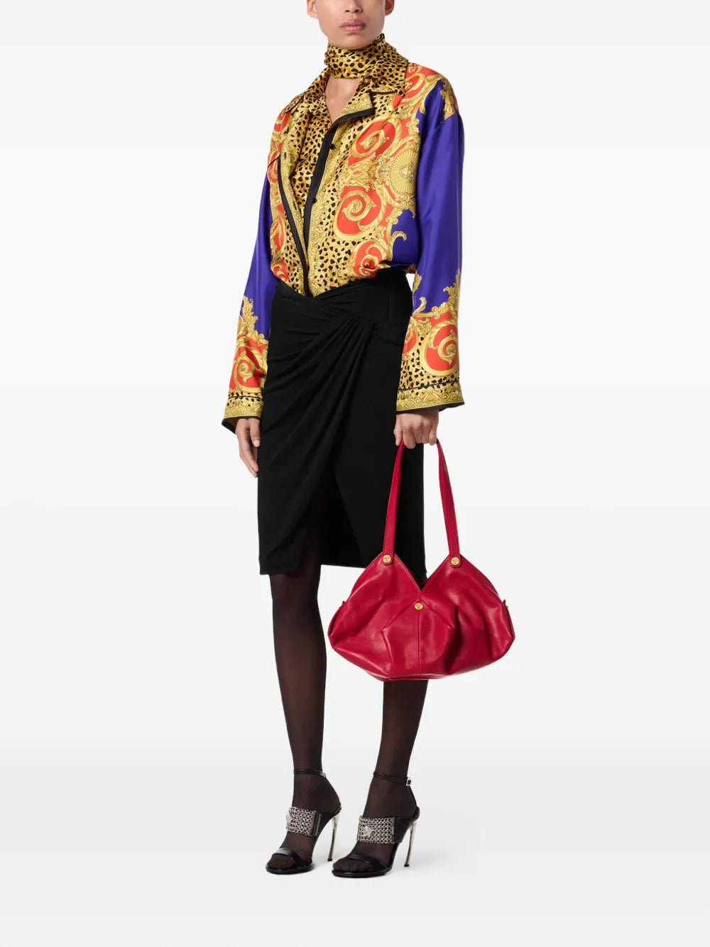 Versace Protea Leather Shoulder Bag — Same as shown — Size One Size — Side View