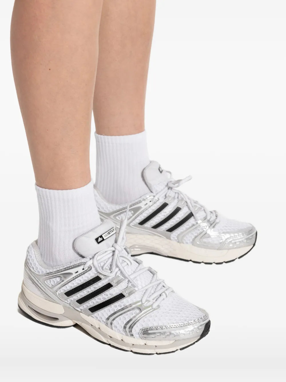 adidas Adistar Control 5 Silver Metallic Black Sneakers — Grey — Size US M 4.5 - US W 6 — Detail View