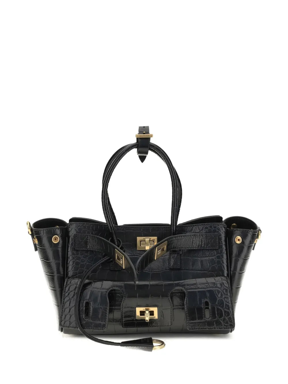 Balenciaga Crocodile Effect Top Handle Shoulder Bag — Same as shown — Size One Size — Front View