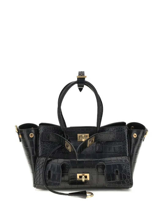 Balenciaga Crocodile Effect Top Handle Shoulder Bag — Same as shown — Size One Size — Front View