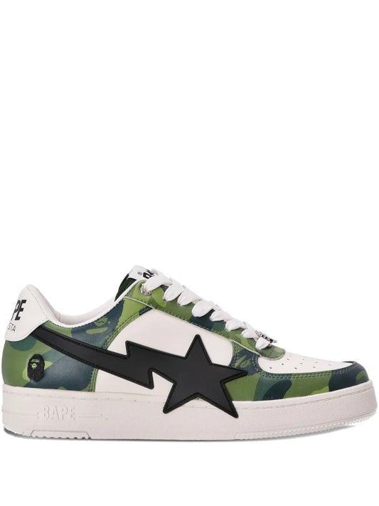 A Bathing Ape?Camouflage Star Sneakers — Green — Size US M 11 - US W 12.5 — Front View