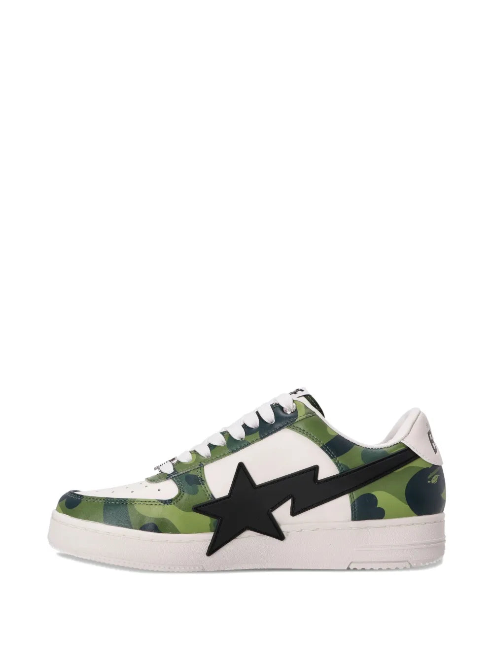 A Bathing Ape?Camouflage Star Sneakers — Green — Size US M 11 - US W 12.5 — Back View