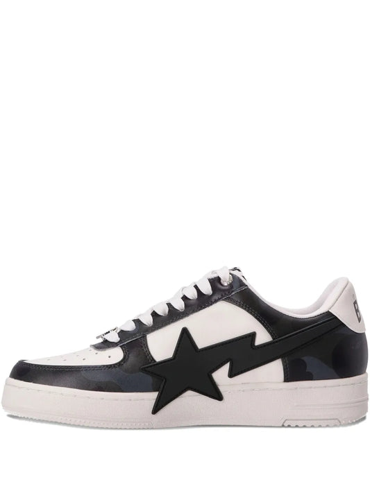 A Bathing Ape?Sta Logo-Patch Sneakers — Black — Size US M 3.5 - US W 5 — Front View